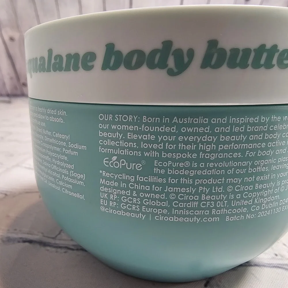 Ciroa Sea Mineral & Squalane Body Butter Detox 15.8‎ oz Australian Owned Vegan